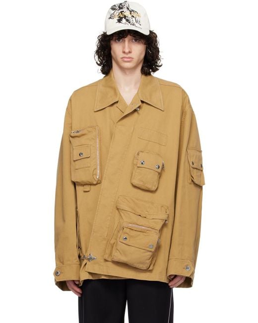 Lanvin Multicolor Tan Future Edition Asymmetrical Utility Jacket for men