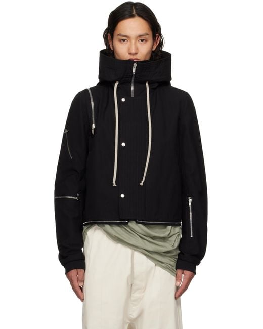 Rick Owens Black Hollywood Cropped Headon Parka for men