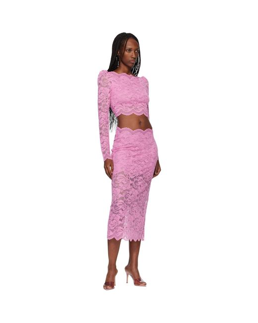Rabanne Pink Lace Midi Skirt