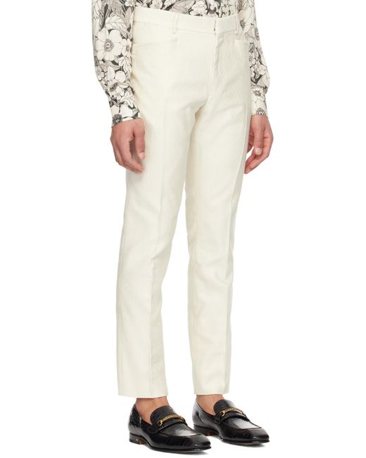 Pantalon blanc cassé à plis Tom Ford pour homme en coloris White