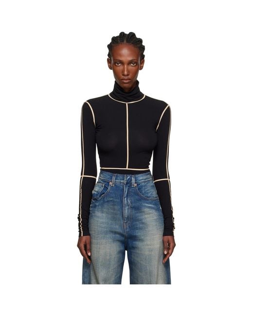 MM6 by Maison Margiela Black Long-Sleeve Bodysuit