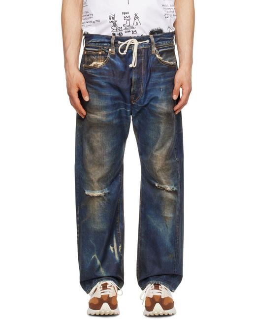 Junya Watanabe Blue Berberjin & Levi's Edition Printed Jeans for men