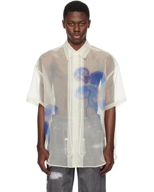 Chemise blanc cassé à images imprimées Wooyoungmi pour homme en coloris Blue