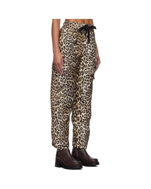 Ganni Brown Duchesse Nylon Cargo Pants