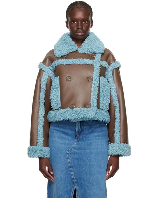 Stand Studio Brown & Blue Kristy Faux-shearling Jacket