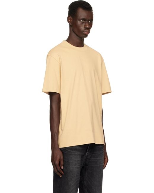 メンズ HUGO ベージュ リラックスフィット ロゴプリント Tシャツ Black