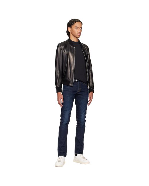 Tom Ford Black Grain Leather T Icon Belt for men