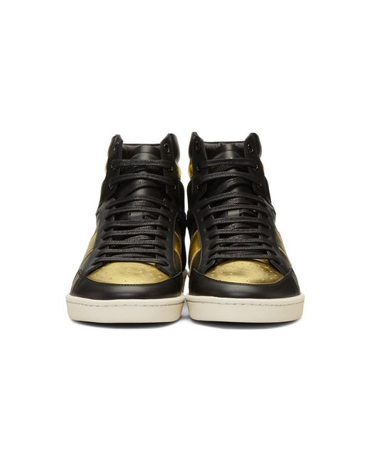 Black and gold hotsell saint laurent sneakers