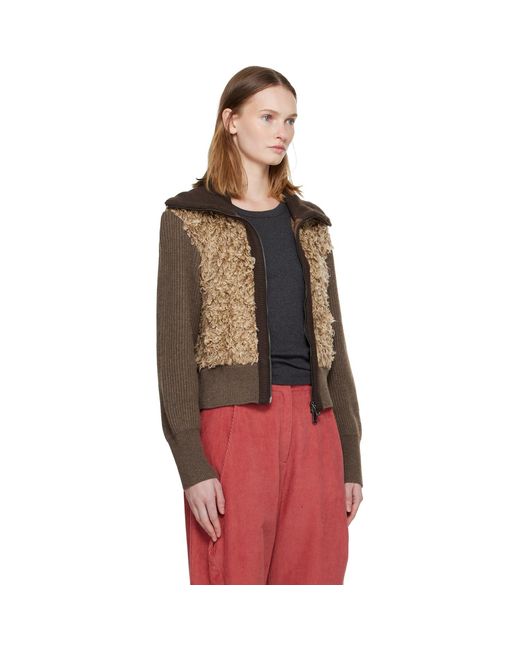 ANDERSSON BELL Red Fur Combo Knit Cardigan