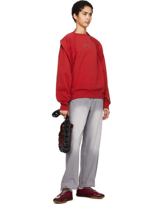 Stella McCartney Red Burgundy S-Wave Sport Mesh Paneled Sneakers