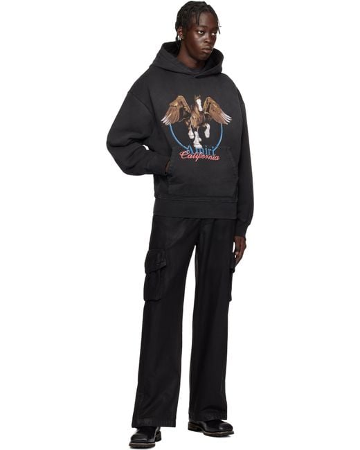 AMIRI ブラック ヴィンテージウォッシュ ペガサス フーディー メンズ Amiri ブラック Pegasus ヴィンテージウォッシュ