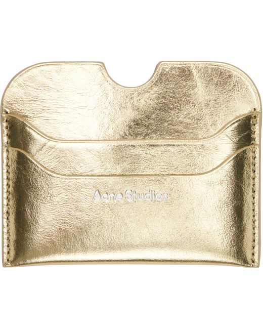 Acne ゴールド エンボスロゴ カードケース Metallic