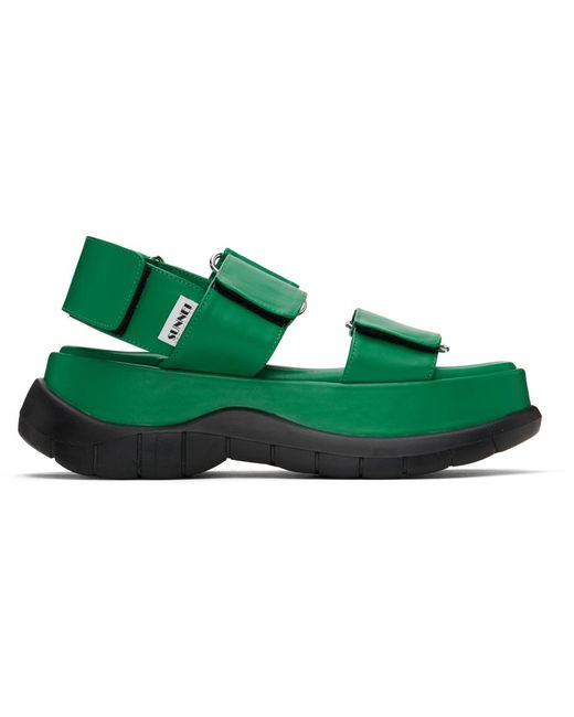 Sunnei Green Ssense Exclusive Platform Sandals