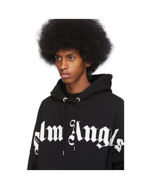 Palm Angels Black Front Logo Hoodie for Men