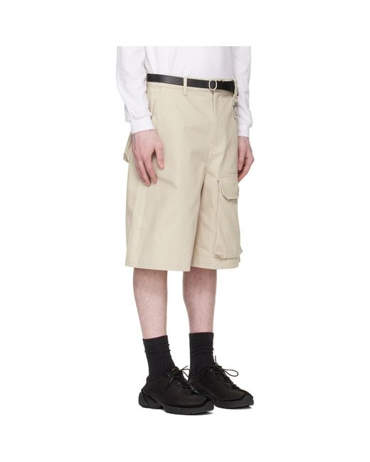 Reese Cooper Natural Cotton Herringbone Patch Pocket Shorts for men