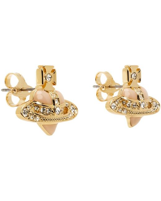 Vivienne Westwood Black Gold New Diamante Heart Earrings