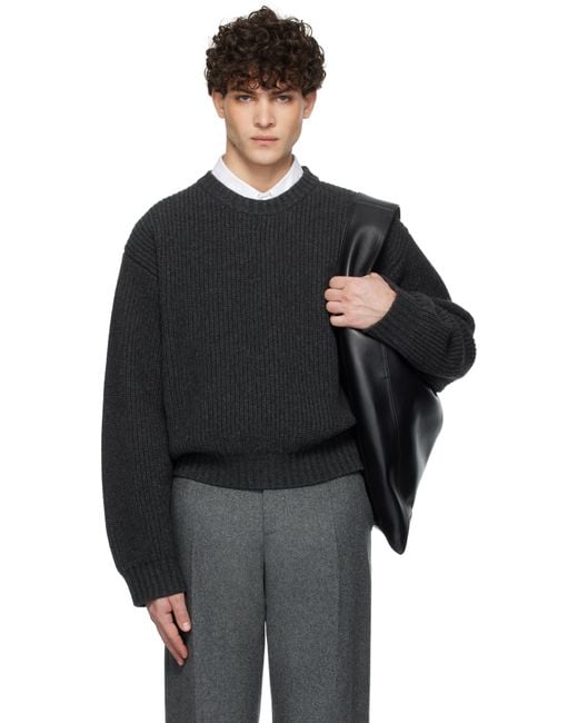 メンズ Bottega Veneta グレー ウール＆カシミヤ セーター Black