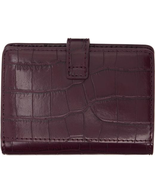 Ganni Purple Sue Slim Flap Wallet