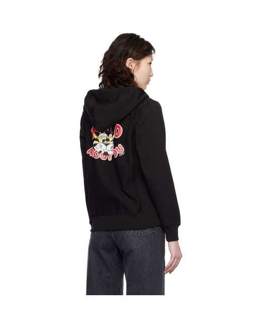 KENZO Black Paris Wild Tiger' Zip Up Hoodie