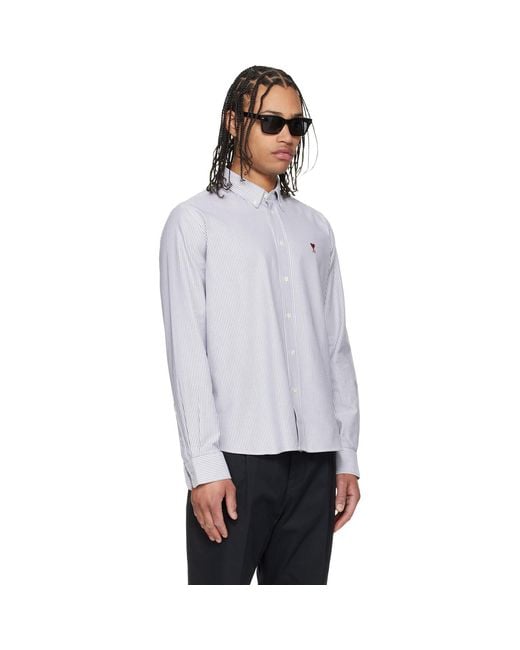 AMI Black Cotton Ami De Coeur Oxford Shirt for men