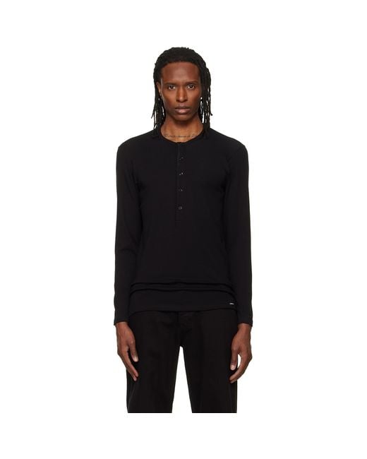 Tom Ford Black Cotton Henley for men