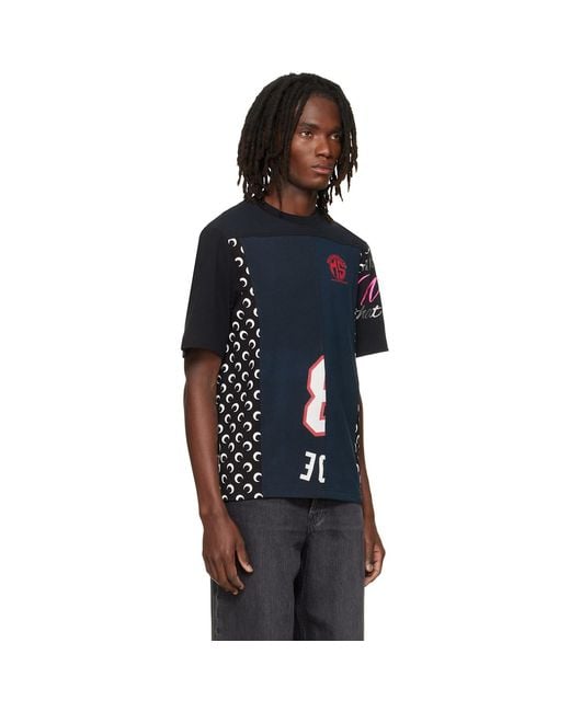 MARINE SERRE Blue Regenerated Graphic Jersey Crewneck T-Shirt for men