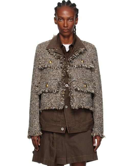Sacai Brown Tweed Denim Jacket