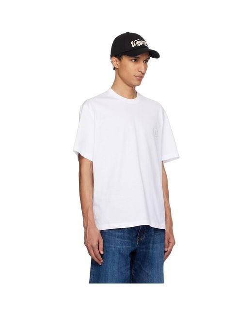 Wooyoungmi White Flower Back Logo T-Shirt for men