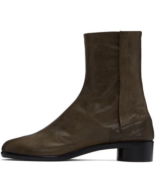 Maison Margiela Brown Signature Tabi Leather Ankle Boots for men