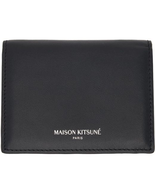 Maison Kitsuné Black Trifold Wallet for men