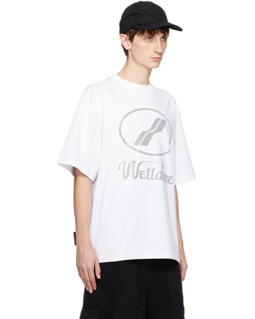 メンズ we11done ホワイト ロゴプリント Tシャツ White