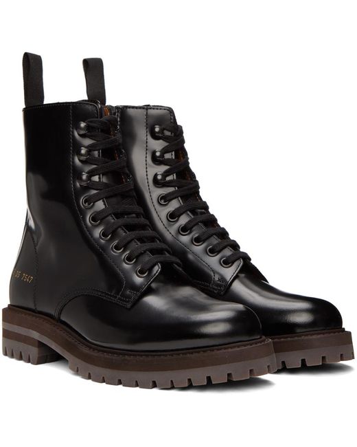 Common Projects Black Combat Ankle Boots