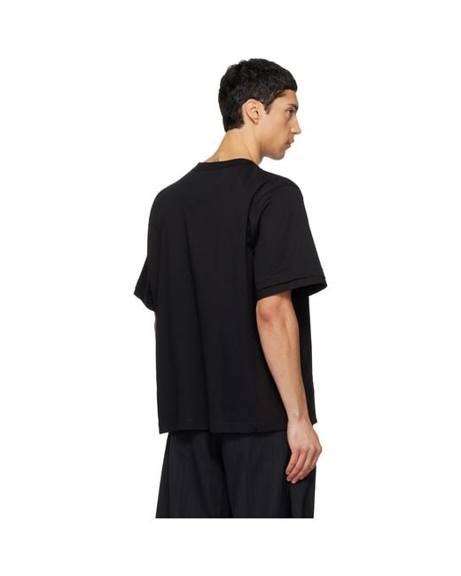 Sacai Black Cotton Typewriter & Cotton Jersey T-Shirt for men