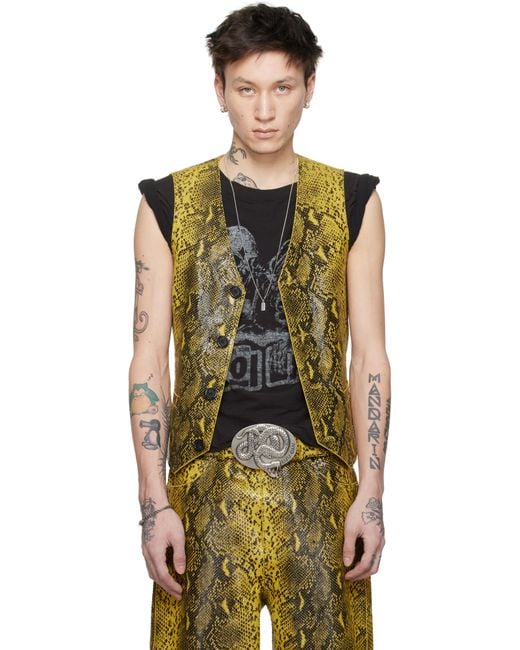 Lu'u Dan Black 'Year Of The Snake' Embossed Leather Vest for men