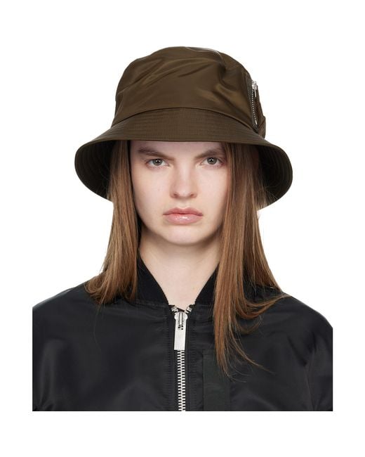 Sacai Black Single Brim Pocket Bucket Hat