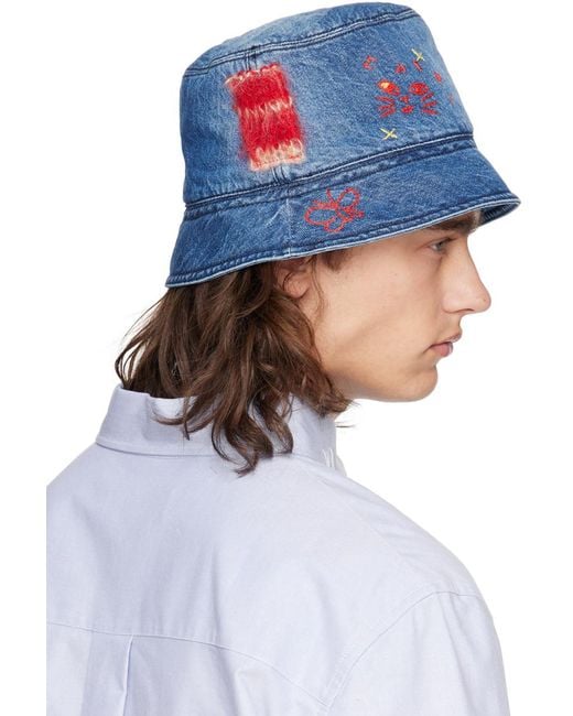 Marni Blue Stonewashed Organic Denim Bucket Hat for men