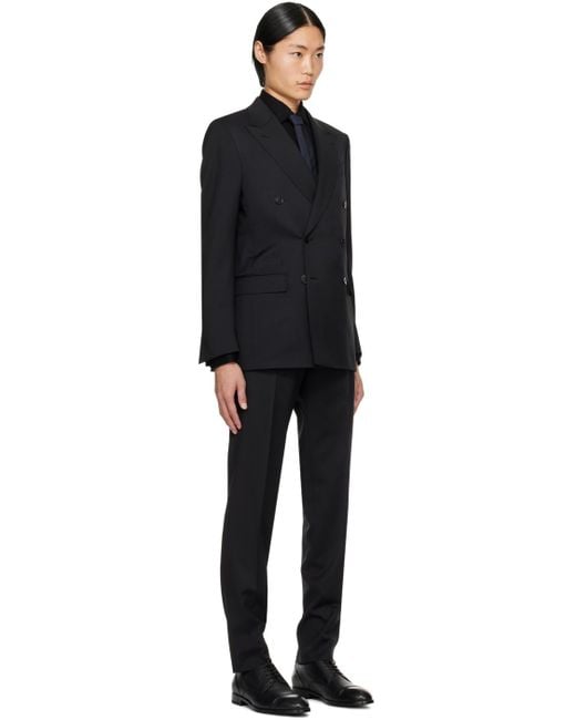 Zegna Black Zegn Blck Peked Lpel Suit for men
