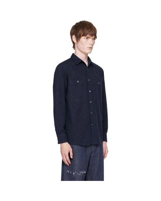 MM6 by Maison Margiela Blue Cotton Overshirt for men