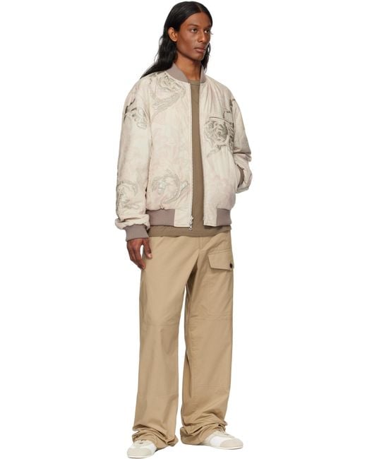 メンズ Dries Van Noten オフホワイト＆ピンク リバーシブル フローラル ボンバージャケット Natural