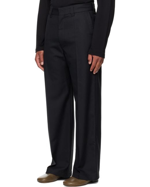 Lemaire Black Straight Tailored Trousers for men