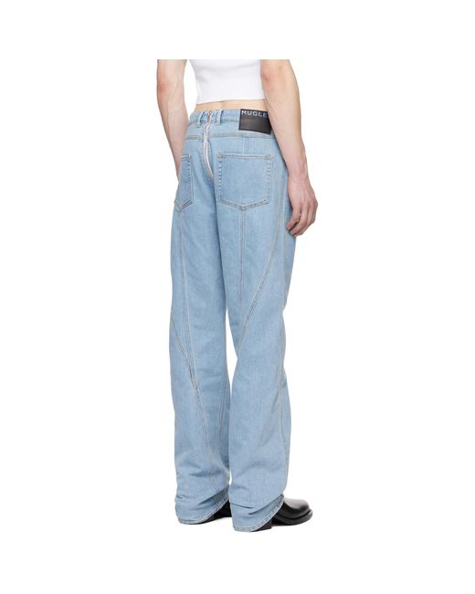 Mugler Blue Zip Jeans for men