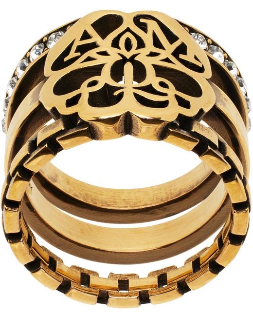 Alexander McQueen Metallic Embellished Seal Ring for men