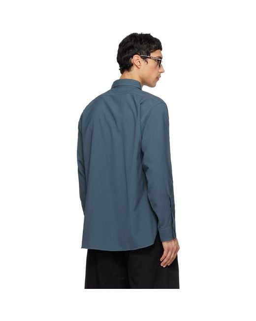 Nanamica Blue Polyester Wool Field Shirt for men