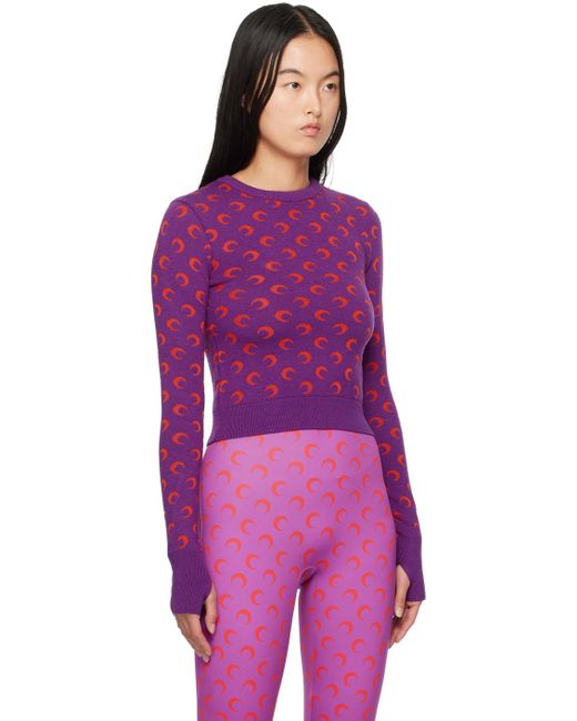 MARINE SERRE Purple Moon Jacquard Sweater