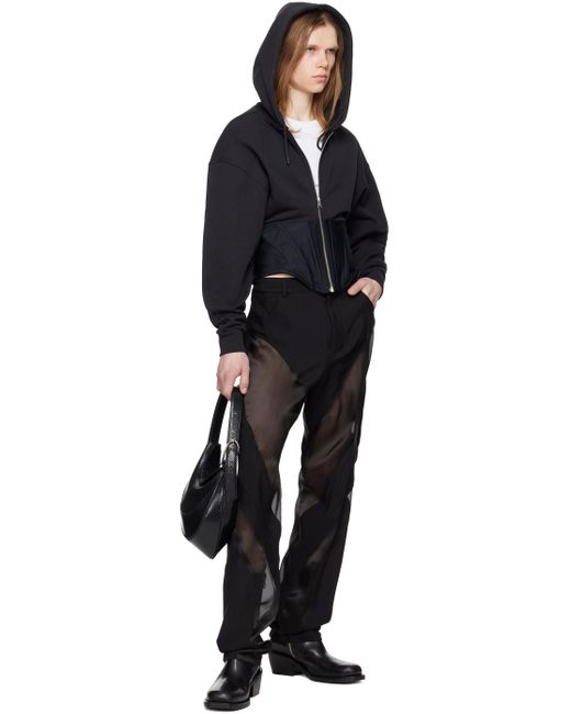 Mugler Black Semi-sheer Trousers for men