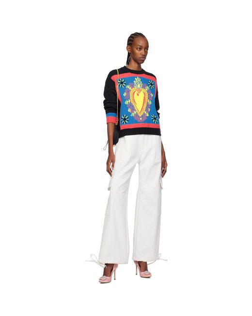 Moschino White Embroidered Jeans