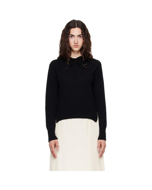 Simone Rocha Black Embellished Relaxed Cashmere Hoodie