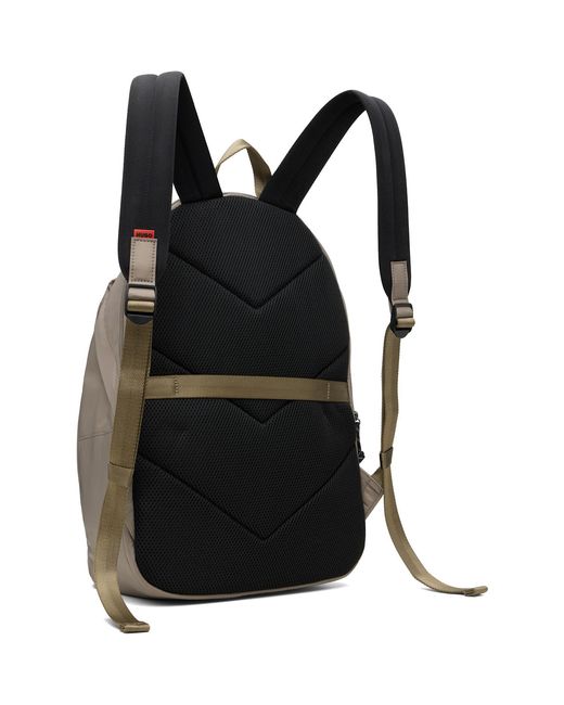 HUGO Gray Taupe Contrast Logo Backpack for men