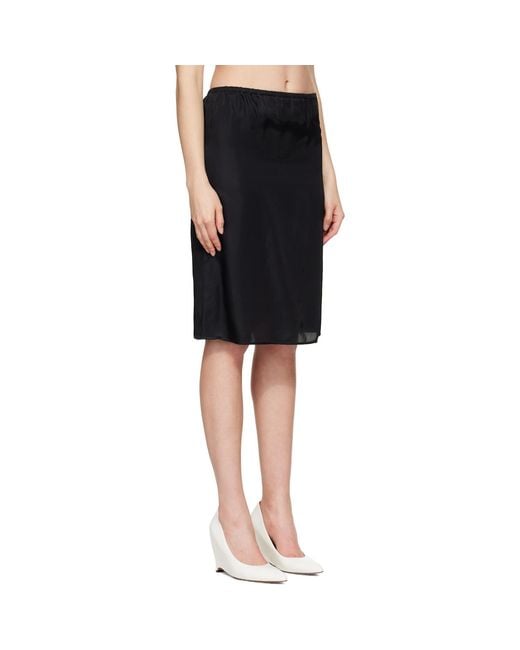 MM6 by Maison Margiela Black Satin Midi Skirt
