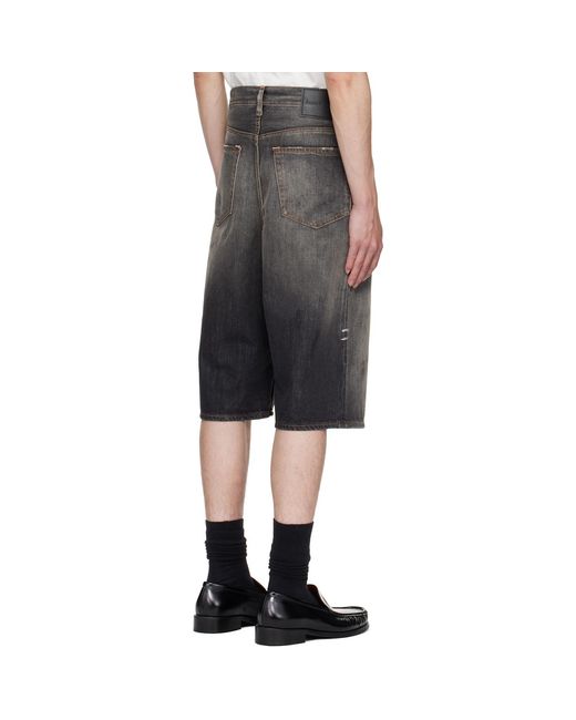 Acne Black Faded Denim Shorts for men